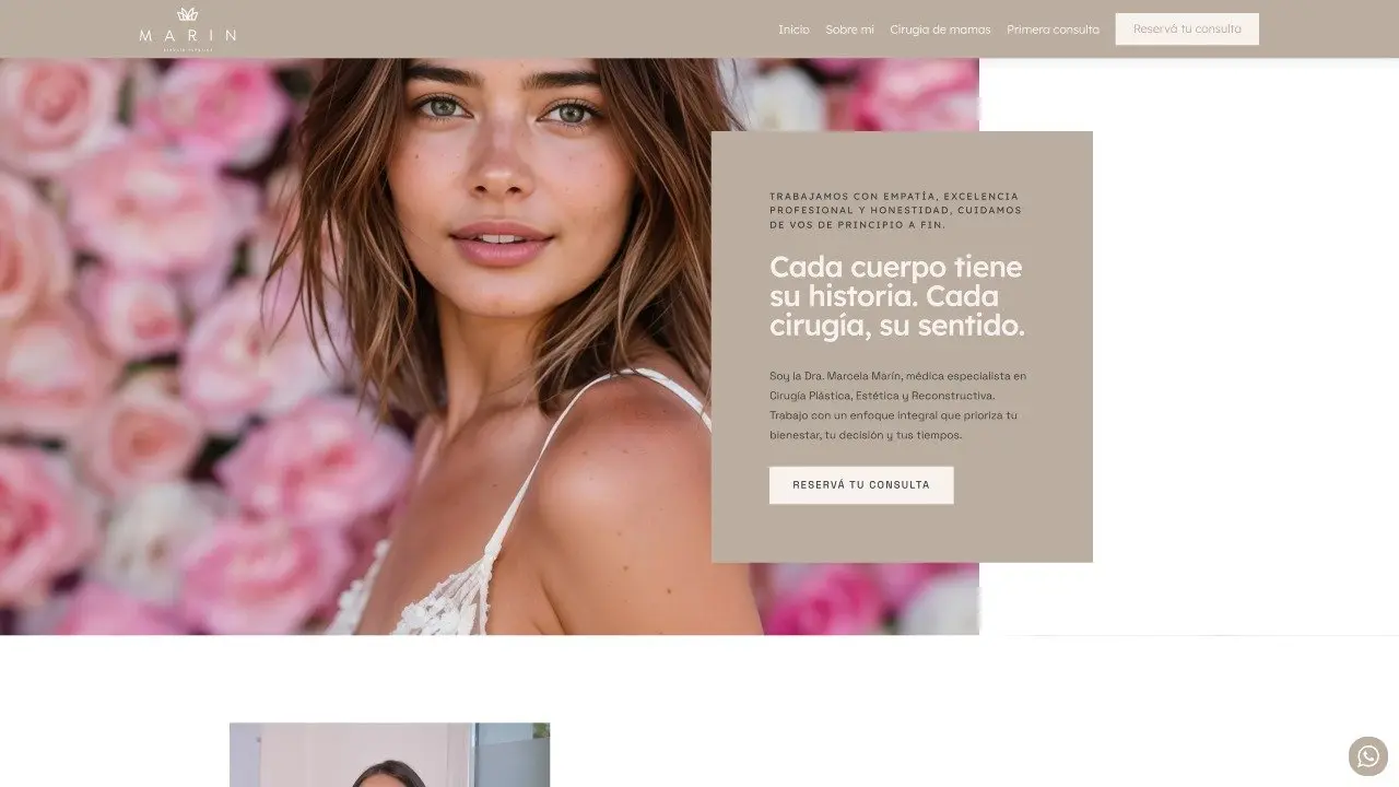 Proyecto Profesional sitio web para cirujana estética en Mar del Plata – Marcela Marín