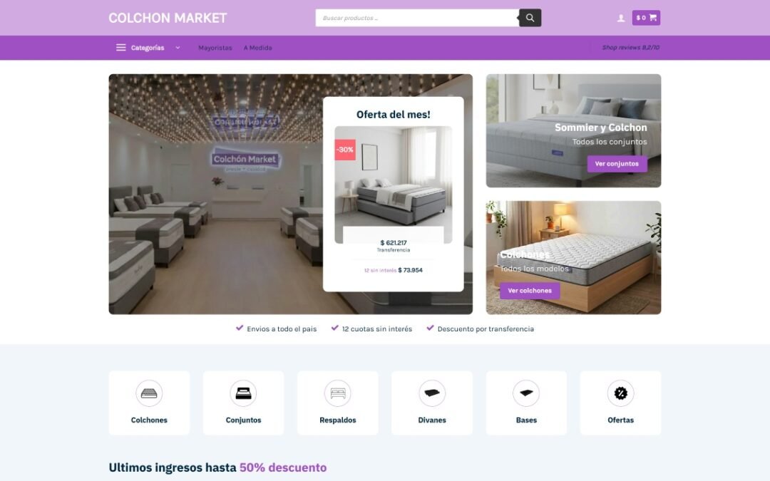Impactante ecommerce para Colchon Market