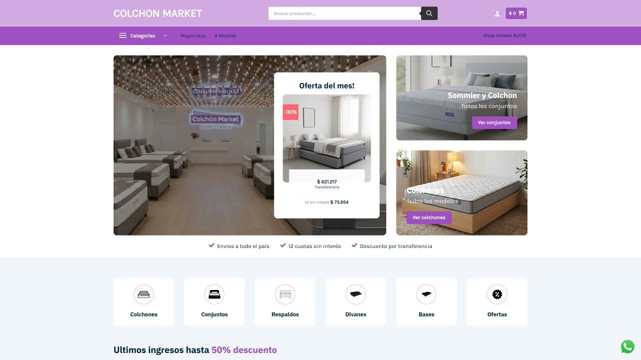 desarrollo web en Buenos Aires ecommerce colchon market wordpress woocommerce
